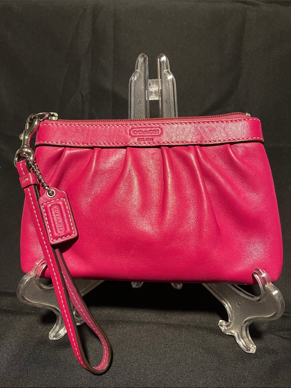 Coach Fuchsia Leather Wristlet